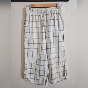 Madewell Cream and Blue Checkered Cropped Pants